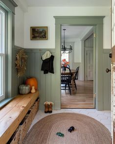 the entryway is clean and ready for us to use as a dining room table