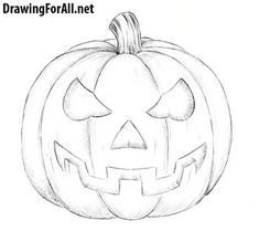 a drawing of a jack o lantern pumpkin