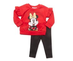 Bring some Disney magic into your little fan's casual wardrobe with this 2-piece set featuring a sweet image of Minnie Mouse on the front of the sweatshirt and a playful ruffle on each sleeve. Black leggings complete the look and provide flexible comfort that keeps up with each adventure. Sweet Image, Baby Minnie Mouse, Baby Mouse, Big Lots, Size 4t, Disney Magic, Casual Wardrobe, Keep Up, Black Leggings