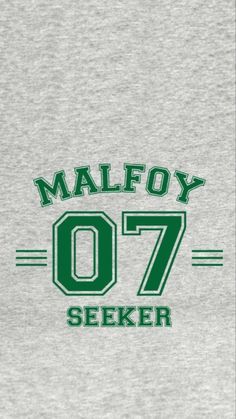 an image of the name and number on a t - shirt that says malfoy 07