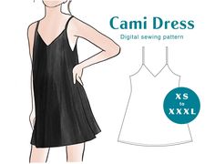 the cami dress sewing pattern is shown