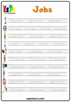 worksheet for kids to learn how to write jobs