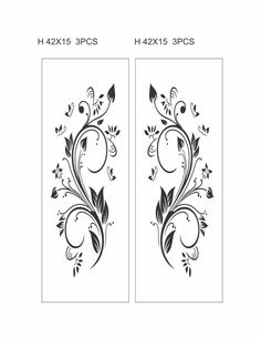 two wall decals with flowers and leaves on the sides, one is black and white