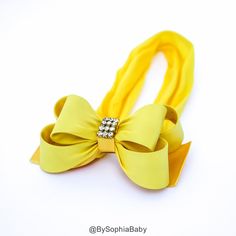 "YELLOW TRIPLE BOW HEADBAND --->> MANY COLORS AVAILABLE <<--- Please see link: https://www.etsy.com/shop/BySophiaBaby/search?search_query=981&order=date_desc&view_type=gallery&ref=shop_search -->> FREE SHIPPING!! <<-- *BOW HEADBAND DESCRIPTION*: - Unique Handcraft Double Bow Embellished with high quality Rhinestones placed on a 2\" stretchy Headband. - Bow is made of Fabric and Rhinestones(plastic inside), the bow size it's approximately 4.5\"x3\" - Bow is ver Adjustable Yellow Headband For Gift, Adjustable Yellow Headband As Gift, Adjustable Yellow Headband Gift, Big Bow Headband, Barefoot Sandal, Headband Bow, Yellow Baby, Baby Bow Headband, Newborn Headband