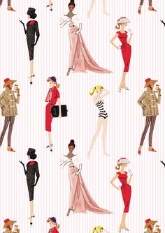 an image of women in dresses and hats on a white background seamless wallpaper