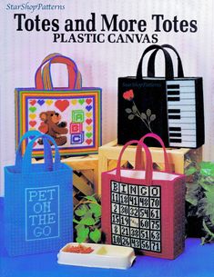 an advertisement for the book totes and more totes plastic canvass by susan collins