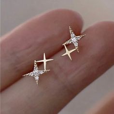 Material: Gold Plated Stainless Steel Eardrop Height: 0.4" Tarnish Free Hypoallergenic Top Rated Seller Quick Shipper Open To Offers 2400+ Listings Sold Star Earrings Stud, Earrings Dainty, Earrings Minimalist, Girly Jewelry, Minimalist Modern, Dream Jewelry, Geometric Earrings, Ear Jewelry, Pretty Jewellery