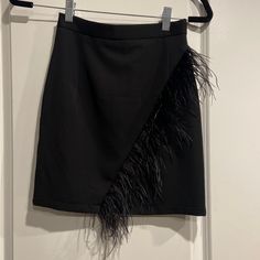 Gorgeous Black Skirt With Feathers. Never Worn, With Tags. Skirt With Feather Trim, Spring Mini Skirt With Feather Trim, Fitted Mini Skirt With Feather Trim, Luxury Elegant Feathered Skirt, Black Feathers Skirt, Virtual Fashion, Black Skirt, Womens Skirt, Women Shopping