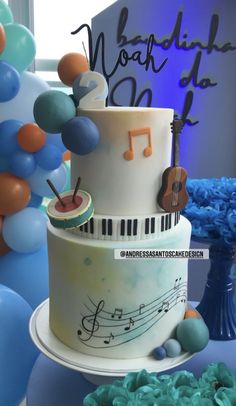 a birthday cake with musical notes on it