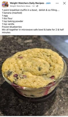 a bowl filled with blueberry muffins on top of a counter