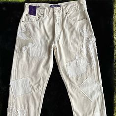 Available Size 25. Absolutely Stylish Jeans. Very Soft. Authentic. Made In Italy. Free Fast Shipping. American Eagle Boyfriend Jeans, Cream Jeans, Ripped Mom Jeans, Boyfriend Fit Jeans, Stylish Jeans, White Denim Jeans, Patched Jeans, Ralph Lauren Jeans, Raw Hem Jeans