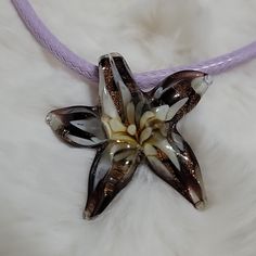 Glass Starfish Or Flower With Lilac Necklace. Measurements Pictured. Handmade. Large Hook Clasp. Delilah Core, Lilac Necklace, Glass Starfish Necklace, Necklace Measurements, Starfish Necklace, Hook Clasp, Starfish, Color Purple, Womens Jewelry Necklace