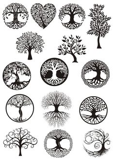 the tree of life symbols are shown in black and white