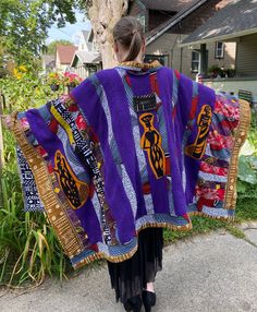 Mudcloth Wrap, Cape Wearable Art, Jacket, Unique, Fall, Winter Weight, One Size Art Jacket, Unique Fall, Ladies Poncho, Grand Rapids Mi, Mud Cloth, Grand Rapids, Art Clothes, Upcycle Clothes, Ponchos