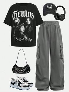 Teen Style Outfits, Lazy Baggy Outfits, Cute Clothes Ideas For School, Clothing Styles Y2k, Loose Black Pants Outfit, Hip Hop Dance Outfits Women, Lazy Grunge Outfits, Cute Baggy Outfits, Cool Outfits For Teens