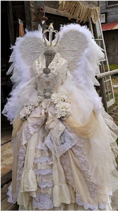 an angel dress made out of old clothing