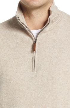 A luxuriously soft quarter-zip pullover is cut from pure cashmere for a soft, cozy finish that's hard to beat. Whether you go bold or versatile—in terms of the color—you know you'll be comfortable. 28 1/2" length (size Medium) Quarter-zip closure with leather pull-tab Long sleeves Ribbed trim 100% cashmere Dry clean By Nordstrom Men's Shop; imported Men's Sportswear Casual Cashmere Half-zip Sweater, Casual Half-zip Cashmere Sweater, Fall Cashmere Half-zip Sweater, Cashmere Half-zip Sweater, Men's Sportswear, Mens Sportswear, Leather Pulls, Quarter Zip Pullover, Pull Tab