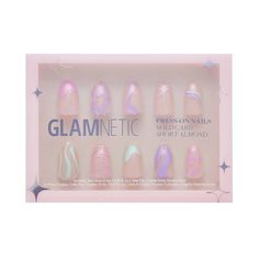 Glamnetic's Press-On Nails are meant to last up to 2 weeks with each set crafted from high-quality materials to prevent bending/splitting. The Wild Card Nail Set features a semi-transparent style that has an artsy design in pastels of pink, purple and green. How to use: Remove any previously applied nail polish. Wash and dry hands. Gently push back cuticles using the cuticle stick and sanitize nails with alcohol pads. Size Glamnetic nails by placing on finger and select sizes best suited for you Short Almond Nails, Artsy Design, Short Almond, Nail Sets, Almond Shape, Pastel Nails, Salon Style, Wild Card, Nail Sizes