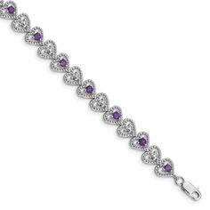 Silver Diamond Amethyst Gemstone Heart Bracelet at $ 149.84 only from Jewelryshopping.com Purple Diamond, Popular Jewelry, Heart Gemstone, Amethyst Bracelet, Purple Stones, Amethyst Stone, Sterling Silver Bracelet, Gemstone Bracelets, Heart Bracelet