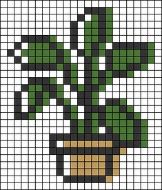 a cross stitch pattern with a potted plant