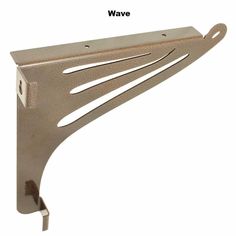 an image of a metal shelf bracket on a white background with the words wave above it