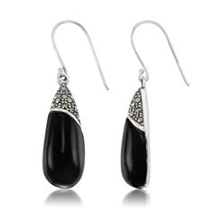 in stock Macy's Drop Earrings For Pierced Ears, Black Dangle Linear Earrings For Pierced Ears, Elegant Black Long Drop Jewelry, Black Dangle Linear Earrings, Elegant Black Dangle Linear Earrings, Elegant Black Linear Dangle Earrings, Classic Black Teardrop Earrings, Black Long Drop Earrings With Ear Wire, Elegant Black Sterling Silver Teardrop Earrings