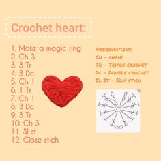 the instructions for crochet heart