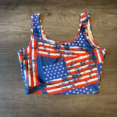 Adorable Usa Top! Perfect For 4th Of July! Size Medium Nwot July Outfits, Summer Crop Tops, Fourth Of July, 4th Of July, Color Blue, Womens Tops, Size Medium, Crop Tops, Red