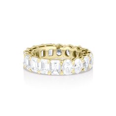 two rings in one! she&rsquo;s half emerald cut diamonds, half oval &ndash; and all sparkle <span class='visuallyhidden'>Call, text 323-404-2959 for shop help.</span> Hand Candy, Diamond Eternity Ring, Half And Half, North South, Green Diamond, Eternity Ring Diamond, Champagne Diamond, Diamond Eternity, Emerald Cut Diamonds