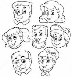 cartoon faces with different facial expressions for children to color and paint on the paper or use as