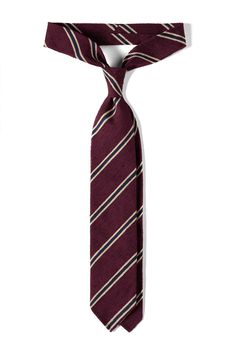 Striped Silk Shantung Tie Burgundy Stripe Silk, Modern Gentleman, Striped Tie, Manufacturing Process, Silk Scarves, Knot, In Italy, Italy, Silk