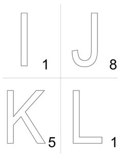 the letter j is for k and it has numbers to match up with each other