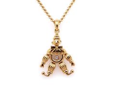 Jewelry Type: Chopard Happy Clown Necklace Metal: 18k Yellow Gold Measurements: 1 1/4 inches by 3/4 inch wide ( Clown) 2mm wide chain 16 inch length Markings: 750 Chopard 9373029, 79/2239 Weight: 16.1 grams Main Stone: 1 Round Brilliant Cut Diamond Color: F Clarity: VS-2 Gem Weight: 0.04ct approx #12031 Clown Necklace, Happy Clown, Everyday Princess, Princess Jewelry, Jewelry Charms Pendants, Front Face, Marquise Cut Diamond, Only Shoes, Diamond Rings Bands