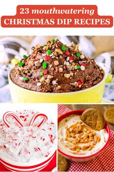 christmas dip recipe collage with text overlay that reads, 3 mouthwatering christmas dip recipes