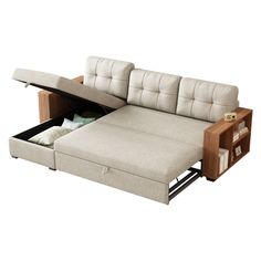 a couch with a pull out bed underneath it