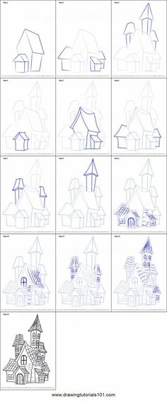 the steps in how to draw houses