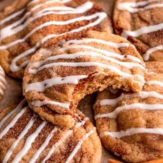 cinnamon sugar cookies with white icing on top