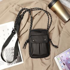 Product information : Material: nylon Function: breathable and waterproof Color: black Lining material: polyester Size Information: Size: 13x3x18cm Packing list: Crossbody bag *1 Punk Pattern, Table Layout, Casual Crossbody Bag, Details Pictures, Style Punk, Word Wrap, Bag Style, White Space, Square Bag