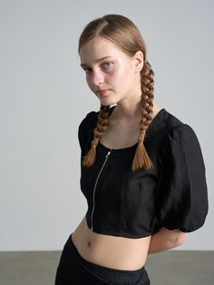 Composition : Rayon65%,Linen35%Color : BLACKCountry of Origin : Republic of Korea Trendy Cropped Tops With Zipper Closure, Trendy Cropped Top With Zipper Closure, Trendy Padded Cropped Top, Chic Cropped Crop Top With Zipper, Black Cropped Top With Zipper Closure, Cropped Blouse, Crop Blouse, Blouse Black, Black Blouse