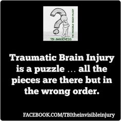 www.facebook.com/TBItheinvisibleinjury My Beautiful Broken Brain, Injury Quotes, Concussions Recovery, Post Concussion Syndrome, Brain Tumour, Brain Injuries, Injury Recovery, Brain Surgery, Brain Damage