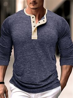 Color: light gray, dark gray, army green, light blue, blue, Joe greenMaterial function: breathable, moisture wickingProduct category: T-shirtSize:S,M,L,XL,XXLShape:FitNeckline:Round neckStyle:PulloverThickness:NormalApplicable scene: dailyHooded or not: not hoodedSleeve length: long sleeveSuitable for season: spring and fallStyle details: color blocking Grey Hoodie Men, Spring Hoodie, Casual Trends, Hoodies Men Pullover, Men's Long Sleeve T-shirt, Sweatshirts Pattern, Henley Shirt, Bottoming Shirt, Mens Sportswear