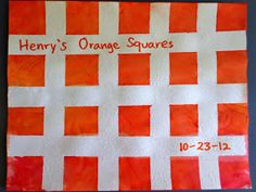 an orange and white checkered paper with the words henry's orange squares written on it