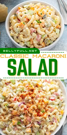 Say hello to summer with this Classic Macaroni Salad recipe! This summer salad idea is a must-have on your Memorial Day party food, boasting a homemade creamy dressing and simple ingredients that everyone will surely love! Macaroni Salad With Mayonnaise, Macaroni Salad Southern, Shell Macaroni Salad, Cold Meat Salads, Recipes For Macaroni Salad, Cold Macaroni Salad Recipe Summer, Pasta Salad With Cheese, Summer Salads Recipes For Bbq, Cheesy Macaroni Salad