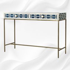 Tetris Bone Inlay 2 Drawer Console Indigo 1 Sofa Bar, Console Tv, Indigo Design, Bone Inlay Furniture, Inlay Furniture, Indigo Colour, Types Of Furniture, Bone Inlay, Drawer Slides