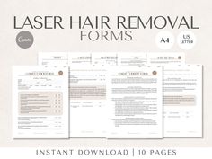 WHAT YOU GET ✔ A PDF with links to an editable and ready-made forms ✔ Instant Download ✔ Customer support before & after purchase WHAT'S INSIDE! > Consultation Form (2 page) > Client Consent Form (2 page) > FAQ  > Client Treatment Plan > Photo & Video Release Form > Cancelation Policy > Aftercare Advice SIZE: US Letter (8.5 × 11") CUSTOMIZE ✔ Font type ✔ Colors ✔ Sizes of text & elements ✔ Add & delete any text or elements ✔ Drag & drop your brand's images ✔ Brand it your way! DOWNLOAD INSTANTLY Cancelation Policy, Text Elements, Laser Removal, Consent Forms, Laser Hair, Laser Hair Removal, Hair Removal, Customer Support, Instant Download