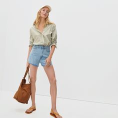 Women’s A-Line Denim Short | Everlane Modern Jeans For Everyday Summer Wear, Versatile Summer Jeans For Everyday, Chic Mid-rise Cotton Denim Skirt, Spring Everyday Cutoff Jean Shorts, Chic Cotton Bottoms By Everlane, Medium Wash Cotton Bottoms For Everyday, Everyday Light Wash Cotton Jean Shorts, Chic Everlane Cotton Bottoms, Light Wash Cotton Jean Shorts For Everyday