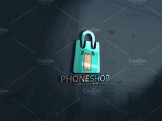 the phone shop logo is displayed on a dark background with a light shining through it