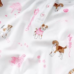 A walk through Central Park inspired this PAW-tastic print! So much puppy love for these sweet animals out on their daily doggy adventures! | Petidoux | Pink Pawprints Pajama Set, Pink, Size 12Y) | Maisonette collects the best children’s products from around the world (unlike Zulily, Etsy, The Tot, Farfetch Kids, Childrensalon, Crate and Kids, Kohls, Wayfair, Buy Buy Baby, Nordstroms, Mini Boden, J.Crew Factory, or PotteryBarn Kids), creating a curated shopping experience for you. Think of us as your shortcut to fashion for litte ones! Pajama Set For Kids, Cotton Sleepover Sets With Character Print, Dog Pjs, Dog Print Pajamas, Dog Girl, Playful Pink Printed Sleepwear, English Pointer, Fairy Gifts, Manhattan Toy