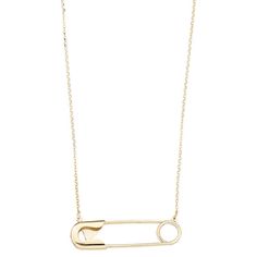 "This 14k gold safety pin necklace is the perfect way to add something new and fun to your daily wardrobe. This 14k gold safety pin necklace is the perfect way to add something new and fun to your daily wardrobe. Chain length: 18 in. Chain type: cable Metal: 14k gold Finish: polished Packaging: boxed Please note, due to the high value of this item, a signature may be required upon delivery. Size: 18"". Color: Yellow. Gender: female. Age Group: adult." Minimalist Safety Pin Necklace For Everyday, Chain Lengths, Safety Pin Necklace, Chain Length, Pin Necklace, Gold Finish, Safety Pin, Something New, Womens Jewelry Necklace