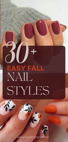 Easy Fall Nail Designs, Fall Manicure, Fall Gel Nails, Cute Nails For Fall, October Nails, Almond Nails Designs